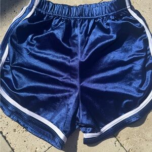 Women's Satin Athletic Shorts - Navy with White Trim
